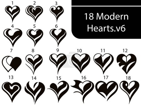 Illustration for A bundle of modern heart vectors v6 - Royalty Free Image