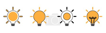 Illustration for A vector illustration of set of light bulb icons in orange and black isolated on white background - Royalty Free Image