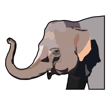 Ilustración de Un arte digital simple de un elefante aislado sobre un fondo blanco - Imagen libre de derechos