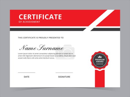 Illustration for A digital illustration of a certificate of achievement template on a gray background - Royalty Free Image