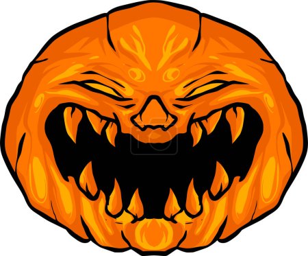 Illustration for A vector of a scary pumpkin design art isolated on a white background - Royalty Free Image