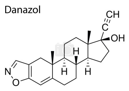 Illustration for A vector of the chemical structure of Danazol anabolic-androgenic steroid - Royalty Free Image