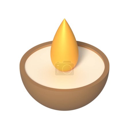 Illustration for A 3D illustration of a lit candle for Diwali on a white background - Royalty Free Image