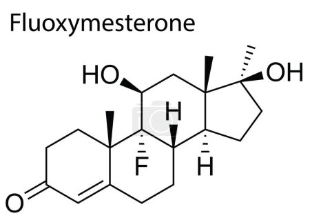 Téléchargez les illustrations : Un vecteur de la structure chimique du stéroïde anabolisant androgène Fluoxymesterone - en licence libre de droit