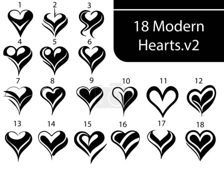 Illustration for A bundle of modern heart vectors v2 - Royalty Free Image