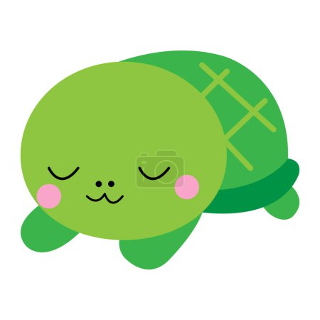 Téléchargez les illustrations : Illustration vectorielle d'une jolie tortue endormie isolée sur fond blanc - en licence libre de droit