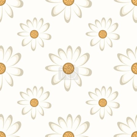 Téléchargez les illustrations : Une fleur de camomille Modèle sans couture pour les textures et les superpositions isolées sur un fond blanc - en licence libre de droit