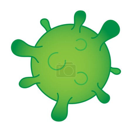 Ilustración de Un icono de coronavirus verde sobre un fondo blanco. - Imagen libre de derechos