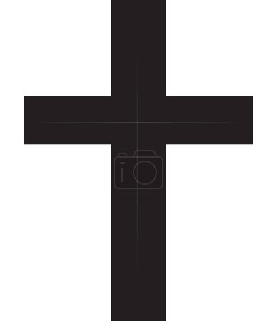 Ilustración de Una ilustración vectorial del icono de la cruz cristiana negra sobre fondo blanco - Imagen libre de derechos