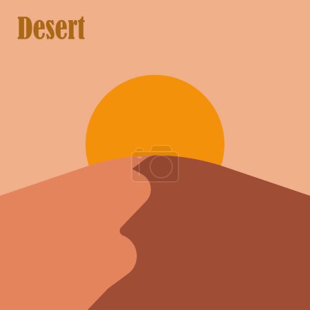 Ilustración de Una ilustración vectorial de un desierto con dunas de arena y sol. - Imagen libre de derechos