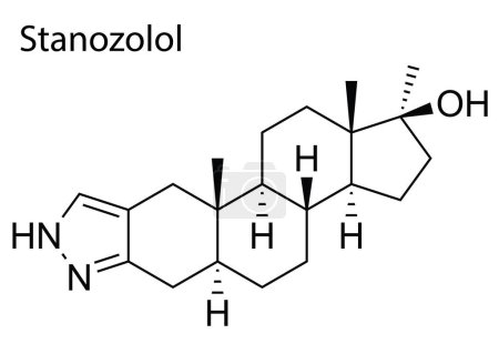 Illustration for A vector of the chemical structure of Stanozolol anabolic-androgenic steroid - Royalty Free Image