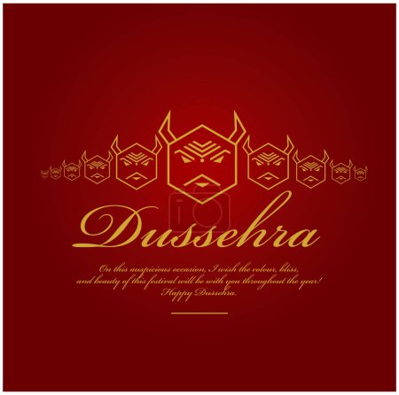 Illustration for A vector of Happy dussehra greetings in golden text - Royalty Free Image