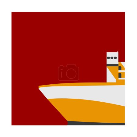 Ilustración de Un vector de la punta del barco grande sobre un fondo rojo - Imagen libre de derechos