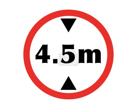 Ilustración de Una ilustración vectorial de una señal de tráfico de seguridad que indica que la altura máxima del vehículo es de 4,5 metros. - Imagen libre de derechos