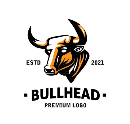 Illustration for The bull head logo design - editable vector icon with copy space over a white background - Royalty Free Image