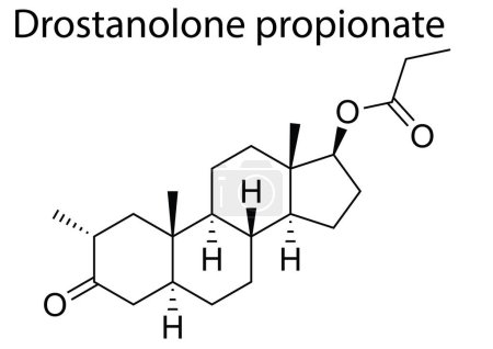 Illustration for A vector of the chemical structure of Drostanolone propionate anabolic-androgenic steroid - Royalty Free Image