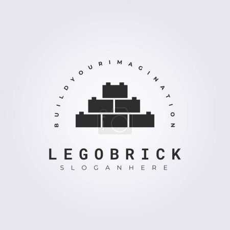 Illustration for A vintage-style lego brick house design isolated on a white background  - logo design concept - Royalty Free Image