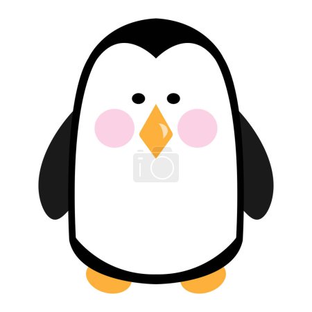 Téléchargez les illustrations : Illustration vectorielle modifiable d'un pingouin mignon sur fond blanc - en licence libre de droit