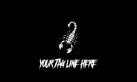 Illustration for A vector design of artwork logo scorpion in black and white with tagline space - Royalty Free Image