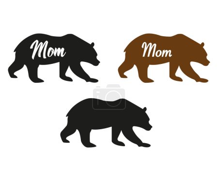 Illustration for Three bears with the word mom written on two of them on a white background - Royalty Free Image