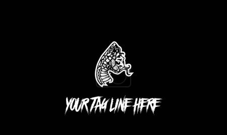 Téléchargez les illustrations : Une illustration vectorielle logo d'un serpent en noir et blanc avec espace de slogan - en licence libre de droit