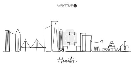 Illustration for A vector illustration of a hand-drawn design of Houston city and text on a white background - Royalty Free Image