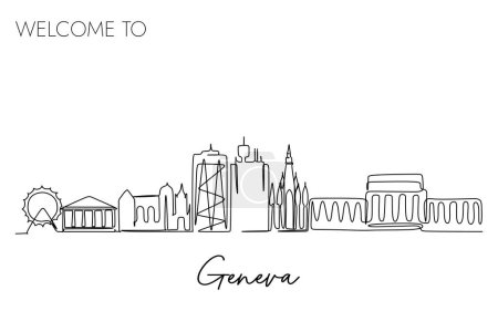 Illustration for A vector illustration of a hand-drawn design of Geneva city and text on a white background - Royalty Free Image