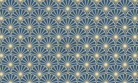 Ilustración de Un patrón azul en forma de bivalvo con contorno dorado - Imagen libre de derechos