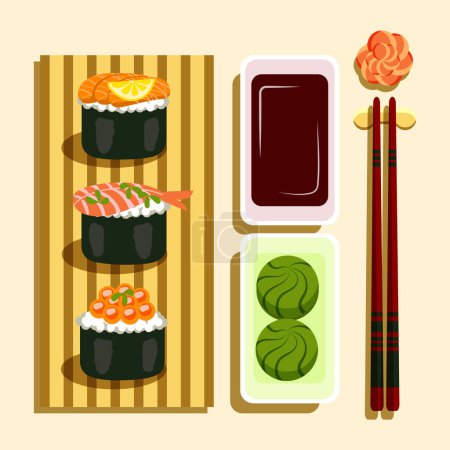 Téléchargez les illustrations : Illustration vectorielle d'icônes alimentaires chinoises aux couleurs vives isolées sur un fond uni - en licence libre de droit