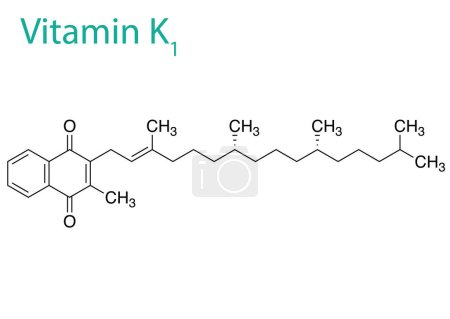 Una ilustración vectorial de la estructura molecular de la vitamina K1