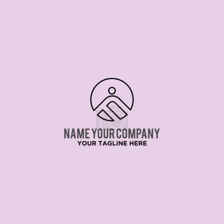 Ilustración de Un hermoso diseño de logotipo compuesto aislado sobre un fondo rosa - Imagen libre de derechos