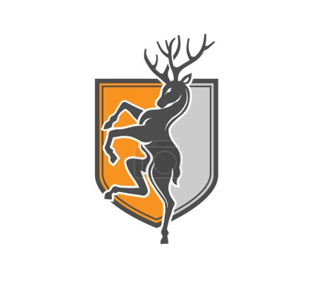 Ilustración de Un diseño de ciervo abstracto minimalista con un escudo aislado sobre un fondo blanco - Imagen libre de derechos