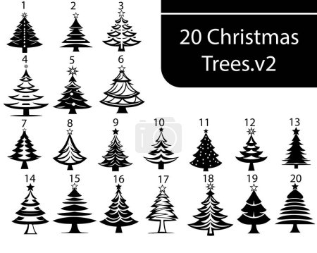 Illustration for A bundle of Christmas Tree Vectors v2 - Royalty Free Image