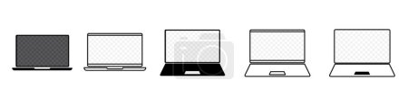 Illustration for A panoramic vector set of various laptop designs - Royalty Free Image