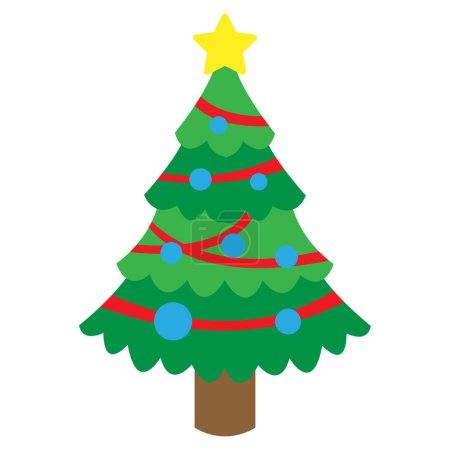 Ilustración de Un vector vertical de un árbol de Navidad bellamente decorado - Concepto de Navidad - Imagen libre de derechos