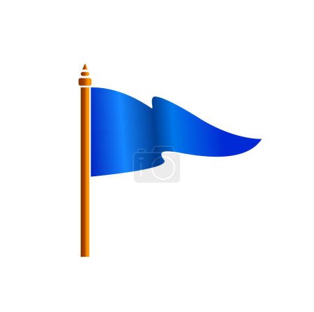 Ilustración de Un icono de bandera de color azul sobre un fondo blanco - Imagen libre de derechos