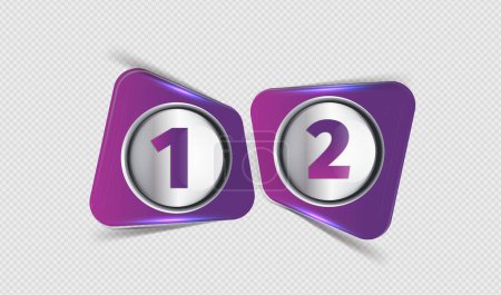 Illustration for A number one and two purple icons isolated on the gray background - Royalty Free Image