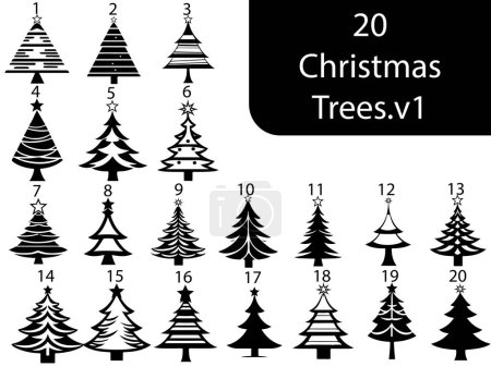 Téléchargez les illustrations : Un paquet vectoriel d'arbres de Noël - en licence libre de droit