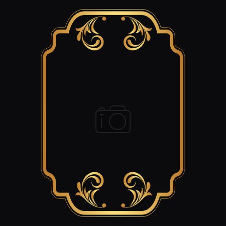 Illustration for A Vintage decorative frame, retro style for wedding invitations on black background, vector logo - Royalty Free Image