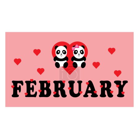 Téléchargez les illustrations : Un vecteur panoramique d'un calendrier thématique de la Saint-Valentin pour le mois de février - en licence libre de droit