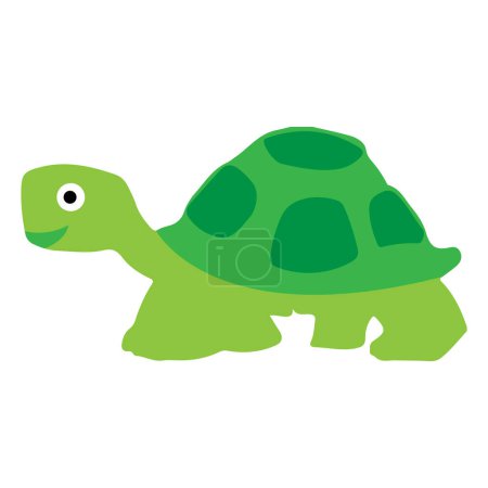 Téléchargez les illustrations : Illustration vectorielle d'une jolie tortue isolée sur fond blanc - en licence libre de droit