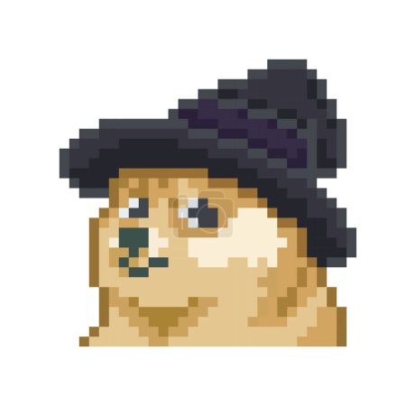 Téléchargez les illustrations : Vecteur d'un pixel art ours avec un chapeau sur fond blanc - en licence libre de droit