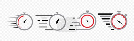 Illustration for The red and gray designed timer icons pack - stopwatch vector set - Royalty Free Image