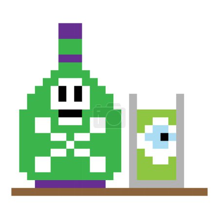Illustration for A vertical vector of a Halloween pixel green monsters - Royalty Free Image