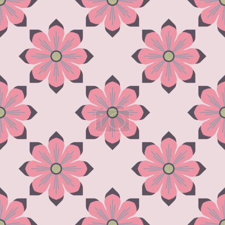 Ilustración de Un patrón sin costuras de flores para texturas y superposiciones en colores rosados - Imagen libre de derechos