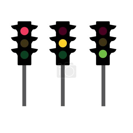Illustration for A set of three traffic lights isolated on the white background - Royalty Free Image