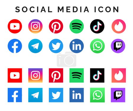 Photo for A set of social media icons vector - Royalty Free Image
