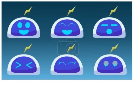 Illustration for A blue robot emoticon icon set - Royalty Free Image