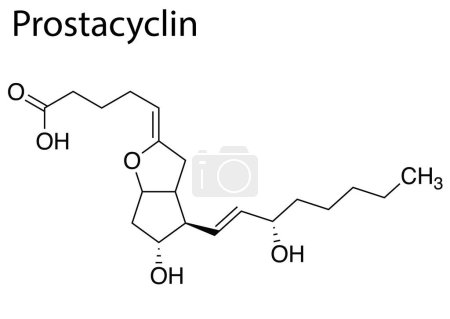 Ilustración de Una estructura de fórmula química de prostaciclina sobre fondo blanco - Imagen libre de derechos