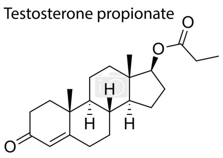 Téléchargez les illustrations : Un vecteur de la structure chimique du propionate de testostérone stéroïde anabolisant androgène - en licence libre de droit